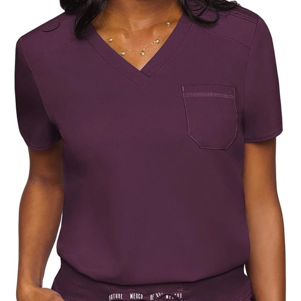 Med Couture Wine V-Neck Scrub Top